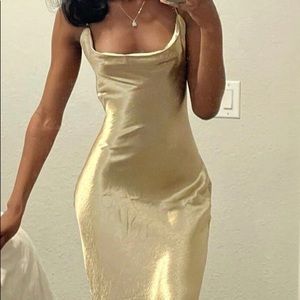 COPY - Gold Slip Dress with Open Back Detail